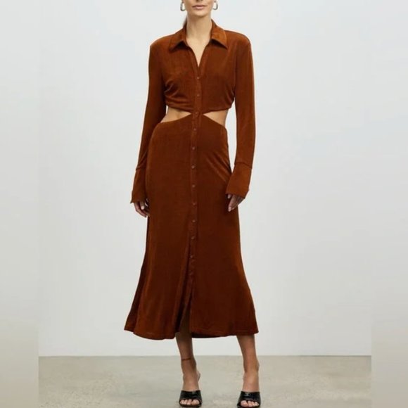 MISHA Salona Midi Dress in Copper size small - Picture 6 of 8